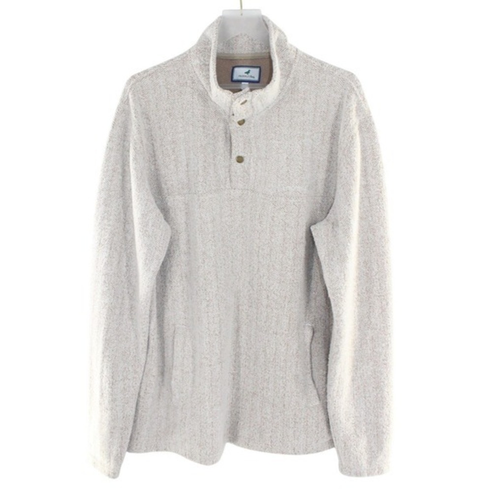 Properly Tied Upland Pullover Herringbone Snap Fleece XL Tan‎ Cream